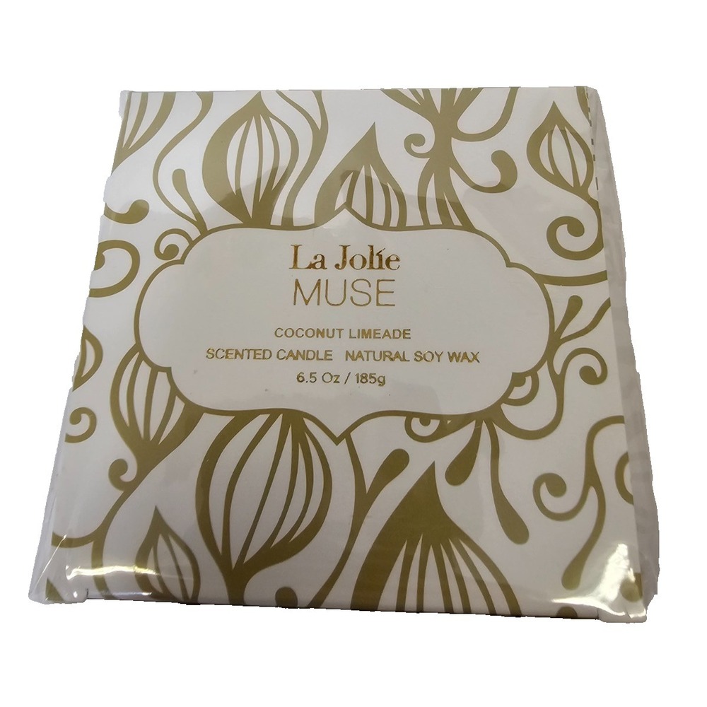 NEW LA JOLIE MUSE Coconut Limeade Scented Natural Soy Wax Candle - 6.5Oz